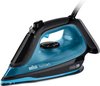 Braun TexStyle 5 strijkijzer in blauw met zwart handvat en transparant waterreservoir.