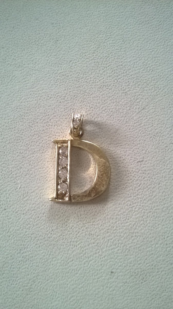 Gemstones-silver letterhanger D 925-sterling zilver en 14 K goudverguld met zirkonia
