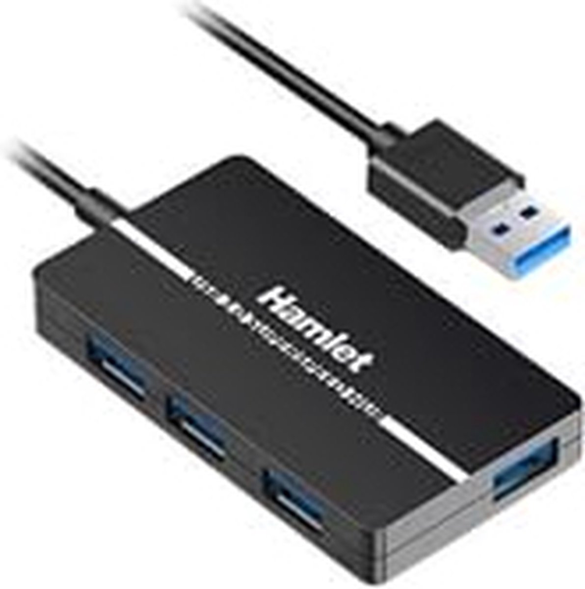 Hamlet XHUB-04U3P interface hub USB 3.2 Gen 1 (3.1 Gen 1) Type-A 5000 Mbit/s Zwart