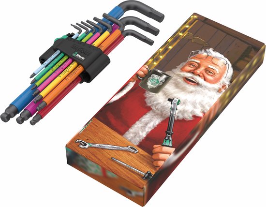 Wera 950/9 Hex-Plus Multicolour 1 SB Stiftsleutelset, in kerst verpakking 9‑delig 05073593001 leuk als cadeau