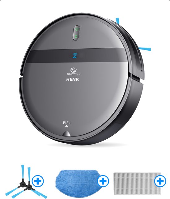 CleanWise Henk + Onderhoudspakket - Robotstofzuiger met dweilfunctie - Dweilrobot - Laadstation - Geschikt voor Huisdieren