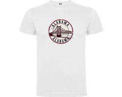 Wit Wanna have t-shirt voor de echter Amerika liefhebber Poststamp / Poststempel USA Amerikaanse staat Alabama Print Full Color merk Roly maat 140 9/10 jaar