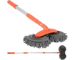 Autowasborstel Telescopisch - Wasborstel Met Telescopische steel En Dubbele Kop – Telescoop Wasborstel Met Zachte Borstel Haren – Uitschuifbare Wasborstel Auto – Was Borstel – 135 cm