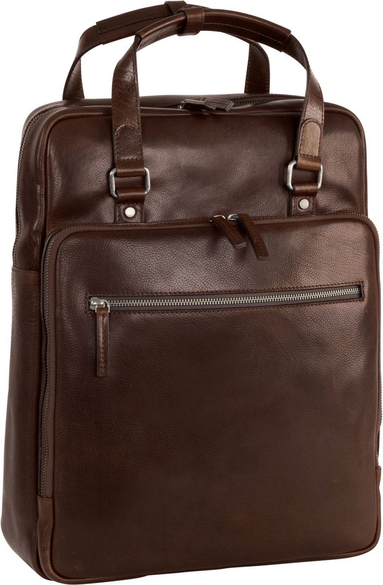LEONHARD HEYDEN Leren laptop rugzak rugzak met laptopvak Roma Kurzgrifftasche / Rucksack 5384 Braun donkerbruin