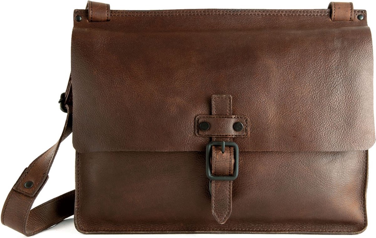 HAROLD'S Leren Business tas Schoudertas Aberdeen Messengerbag Brown Donkerbruin