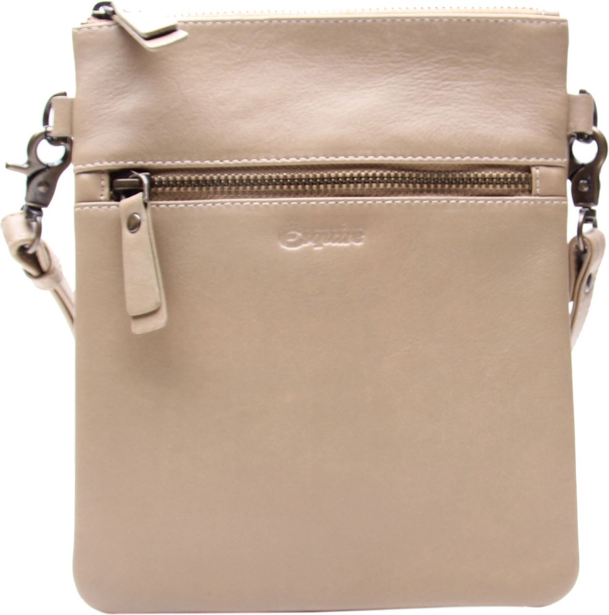 Esquire Leren Schoudertas Peru Small Crossbody Bag Taupe Beige