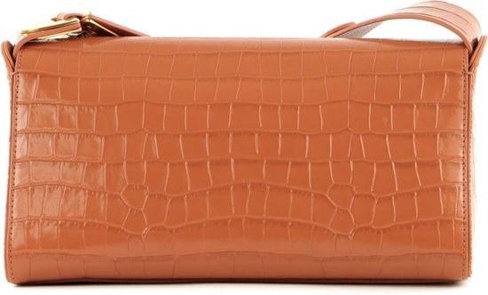 COCCINELLE Cuir Sac à épaule Josephine Croco Shoulder Bag Chestnut Brun