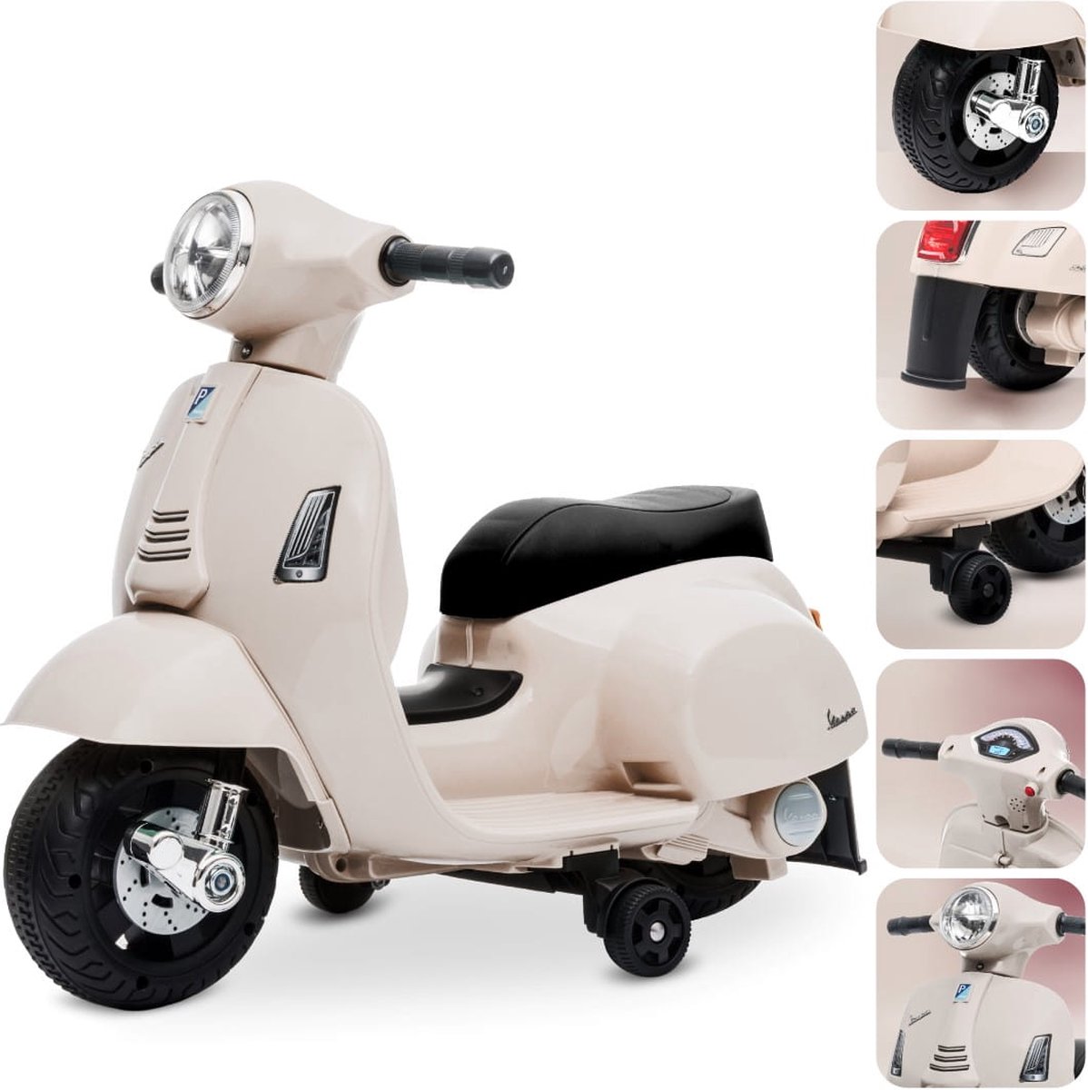 Vespa Elektrische motorfiets, kindermotorfiets, 18-36 maanden 2,5 km/u Rijtijd 45 minuten (Ecru) Vespa Elektrische motorfiets, kindermotorfiets, 18-36 maanden 2,5 km/u Rijtijd 45 minuten (Ecru)