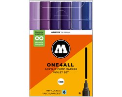 Molotow ONE4ALL 227HS Acrylstiften Set Paars - 6 Stuks - 4mm - Violet Set