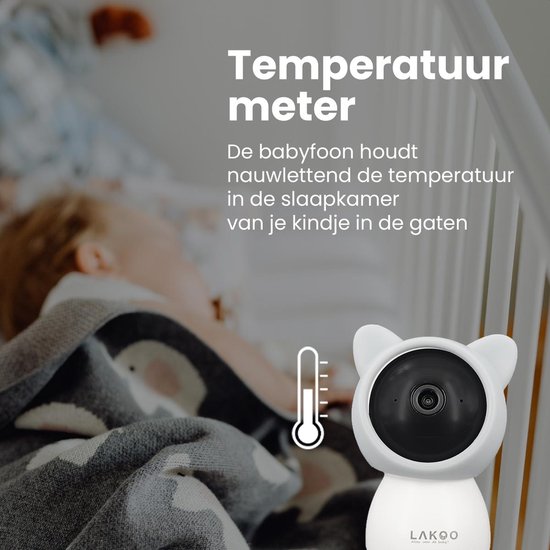 Lakoo BabyGuard Babyfoon - met Camera én App - 1080 PH - Baby monitor