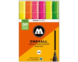 Molotow ONE4ALL 227HS Acrylstiften Set Fluo - 6 Stuks - 4mm - Neon Set