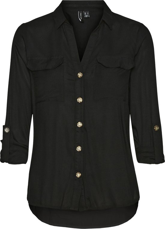Vero Moda Blouse Vmbumpy L/s Shirt New Noos 10275283 Black Dames Maat - XL