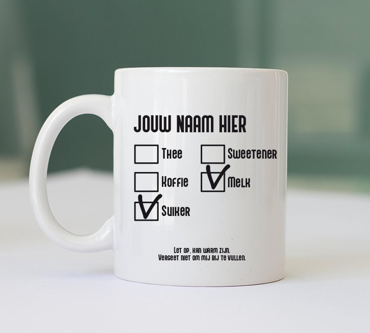 Mok met Eigen foto of Logo " Melk - Suiker " - kantoor Accessoires - Kantoor Artikelen - Mok met Eigen Foto