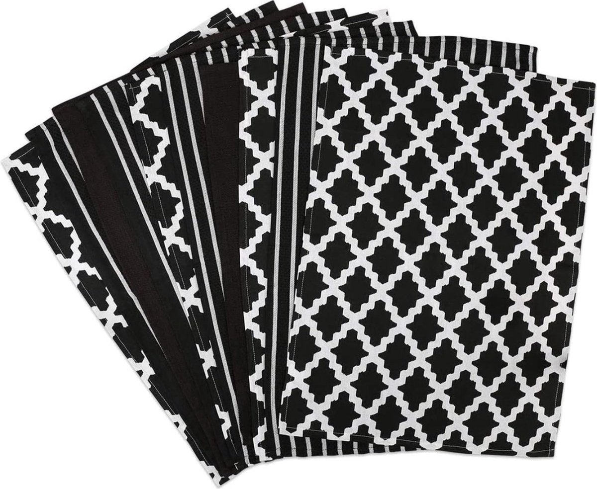 Klassiek Set van 10 Luxe Keukenhanddoeken van Hoge Kwaliteit in Zwart