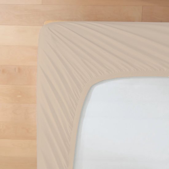 Dreamers Den - Jersey Elasthanne - Katoen Bio - Hoeslaken - Pour Matras ou Dessus de Matelas - Naturel - 90x200/210 cm - Hauteur d'angle 35 cm