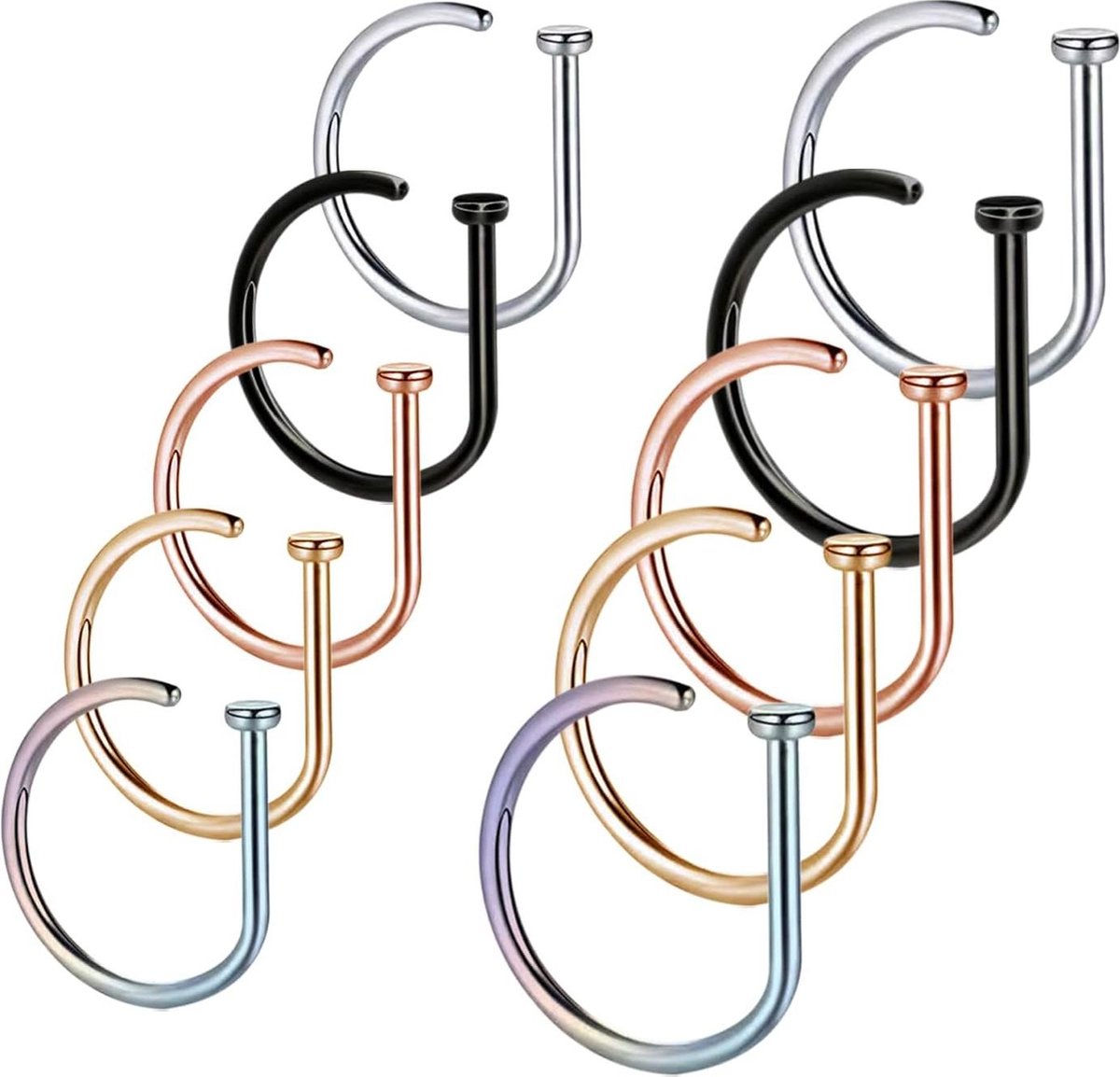 10 stuks neusringen valse neusringen neuspiercing - Eén maat - dames - trendy - comfortabel .