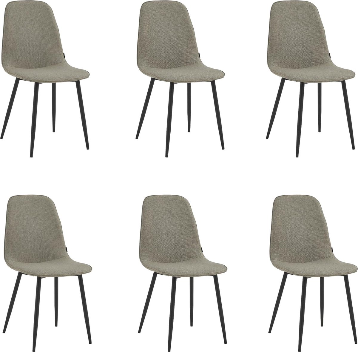 Milou Eetkamerstoelen - Set Van 6 - Lichtgrijs - Linnen Stof - Industrieel - Stoelen