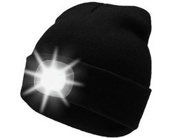 Muts met LED-Verlichting – USB Oplaadbare Hoofdlamp - Beanie - Unisex