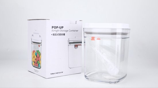 MYLS – POP-UP Melkpoeder Doseerdoos Babyvoeding 700 ml -reisbox melkpoeder-inclusief maatschepje -Melkpoeder POP-UP voorraadpot met maatschep-vacuum Dispenser Melkpoeder Bewaardoos – Bewaarbox – Reisbox met maatschep-BPA vrij — afbeelding 2