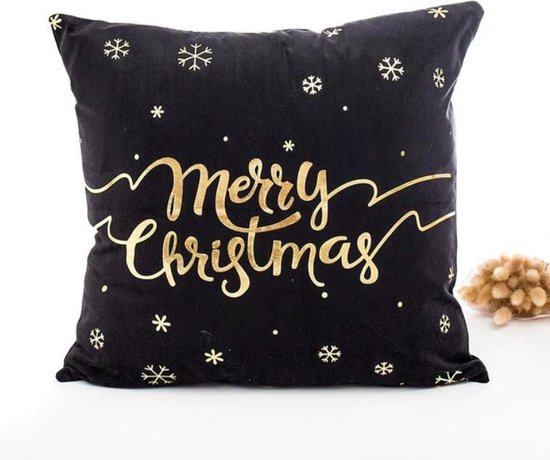 cadeau tip - Kerst kussenhoes - zwart gouden Merry Christmas | bol.com