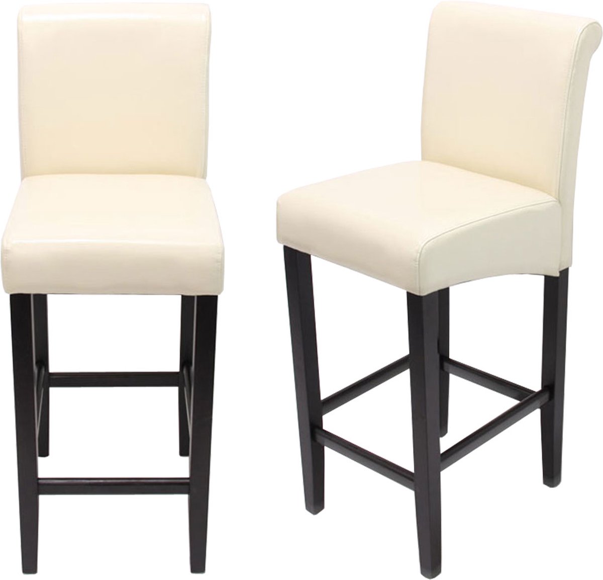Cosmo Casa Set van 2 Barstoelen - Tafelstoelen - Hout - Crème - Donkere Poten - Leder