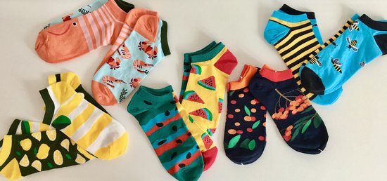 Kleurrijke Unisex Mismatchende Sneaker-Enkel Sokken - Set van 5 - Happy  Color Socks... | bol.com