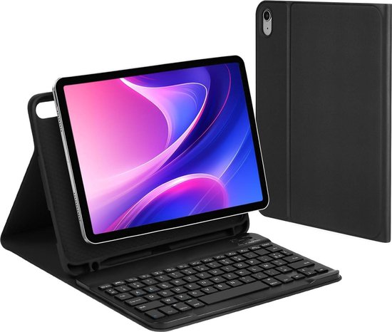 IPad Air Toetsenbordhoes Accezz Liquid Silicone Backcover Met Penhouder Voor De Apple IPad Air 13 Inch 2025 M3 2024 M2 Donkerblauw Magnetisch Afneembaar Keyboard