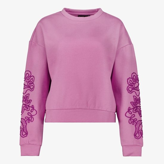TwoDay dames sweater met geborduurde mouwen roze - Maat M