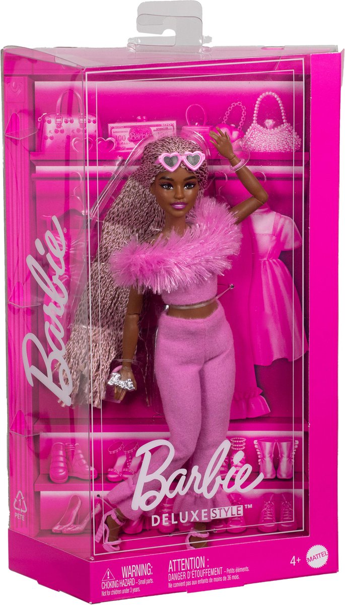 Barbie Deluxe Stijl - Zachtroze set met namaakbont - Barbiepop — afbeelding 6
