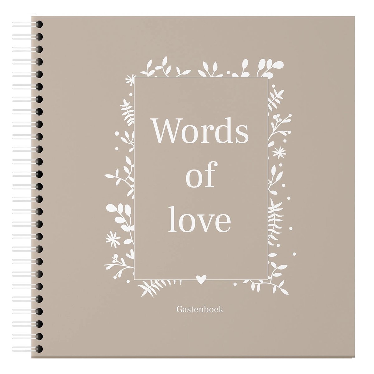 Fyllbooks - Guestbook Words of Love - Invulboek Gastenboek - Geschikt voor: Bruiloft, Huwelijk, Jubileum, Verjaardag of andere gelegenheid - Taupe - 96 Pagina's