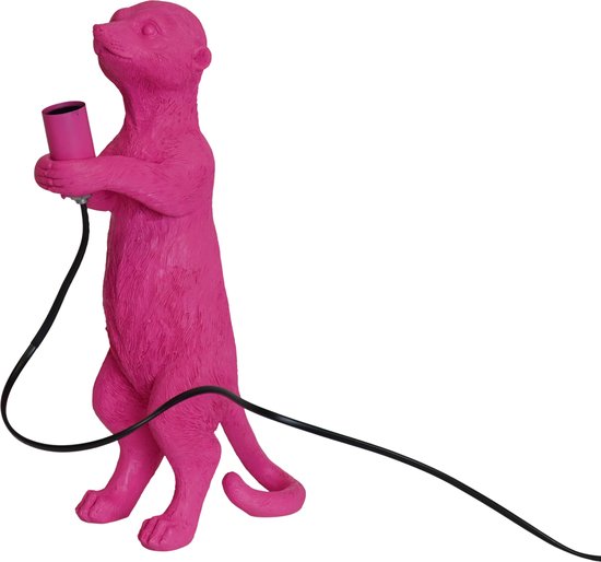 Housevitamin Stokstaartje Tafellamp - Polyresin - 15x10x38cm - Neon Pink