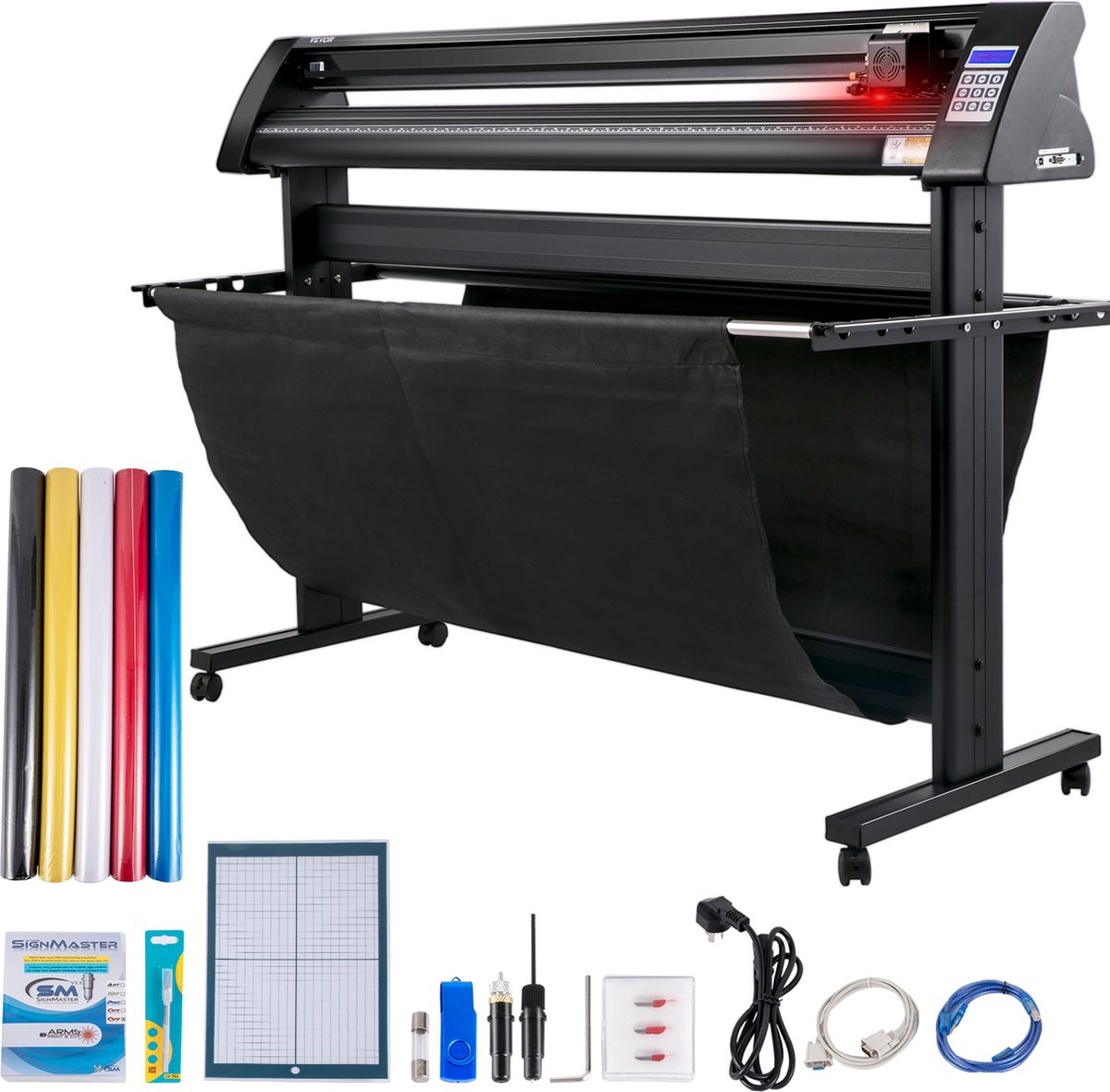 VEVOR Vinyl Snijplotter, 1350 Mm Snijplotter Machine, Led Vinyl Cutter Plotter, Semi-Automatisch Ingebouwd Optisch Oog voor Lasergeleiding, Compatibel met Signmaster-Software Windows met Standaard