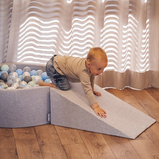 KiddyMoon Speeltuin Fluweel Gemaakt Van Schuim Met Fluweel Rond Ballenbad (200 Ballen) Ballenkuilen Voor Baby's Speelbad Hindernisbanen, Zandbeige: Bruin/Koper/Pastel Beige/Zalm Roze