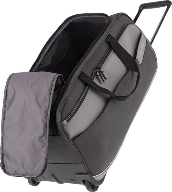 travelite 2-wiel trolley reistas mt. L met expansievouw, bagage serie Basics: zachte bagage reistas met wielen met extra volume, 096276, wijnrood/oranje, 55 cm, reistas met wieltjes
