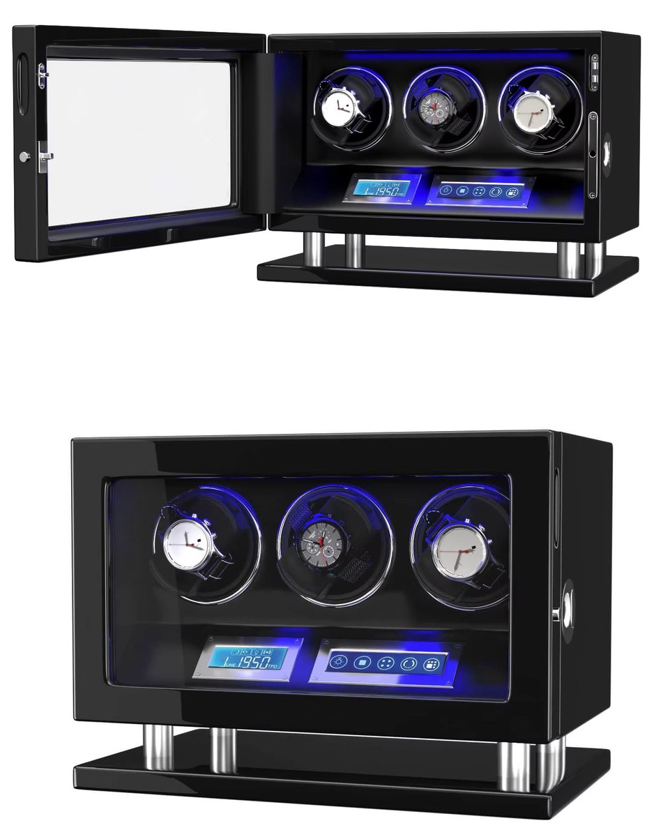 Watchwinder - 3 horloges - Luxe watch winder - horloge winder - Automatische horlogebox - horloge box - horlogedoos - horlogeopwinder - 3 dubbele opwinder - Zwart