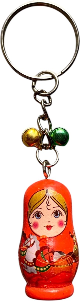 Sleutelhanger - Matroesjka - Babousjka - Oranje - Gelukspop - Gelukshanger - Belletje - Tashanger