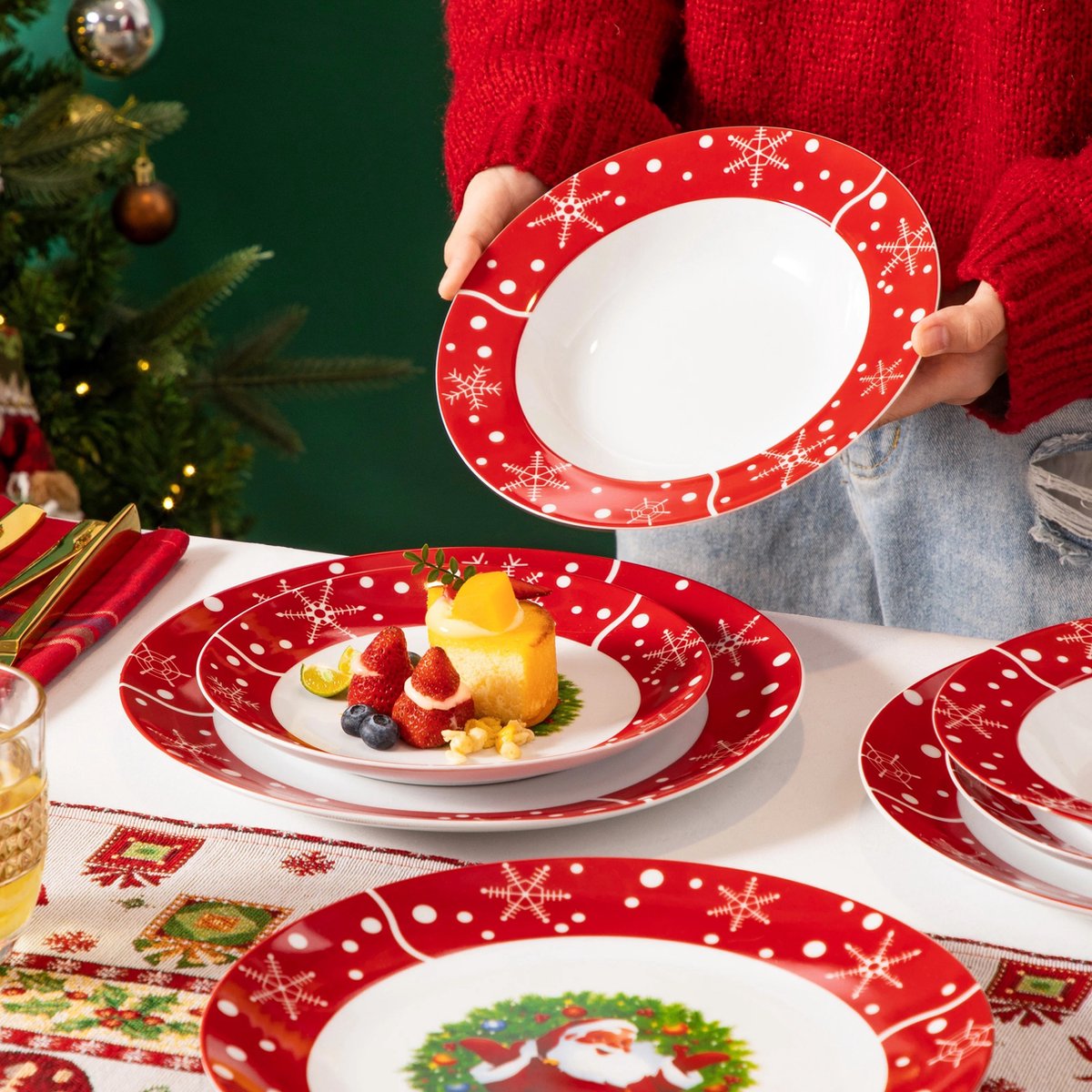 HNH Papieren kerstborden, 30 cm, kerstboomvorm, set van 20, papieren