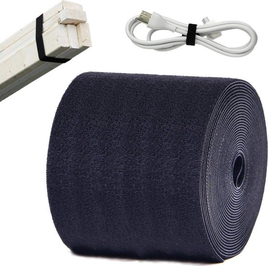 ANDERK Nastro Adesivo In Tessuto Con Gancio E Occhiello – 10 Cm X 3 M, Non Adesivo, Tagliabile, Per Cavi E Oggetti