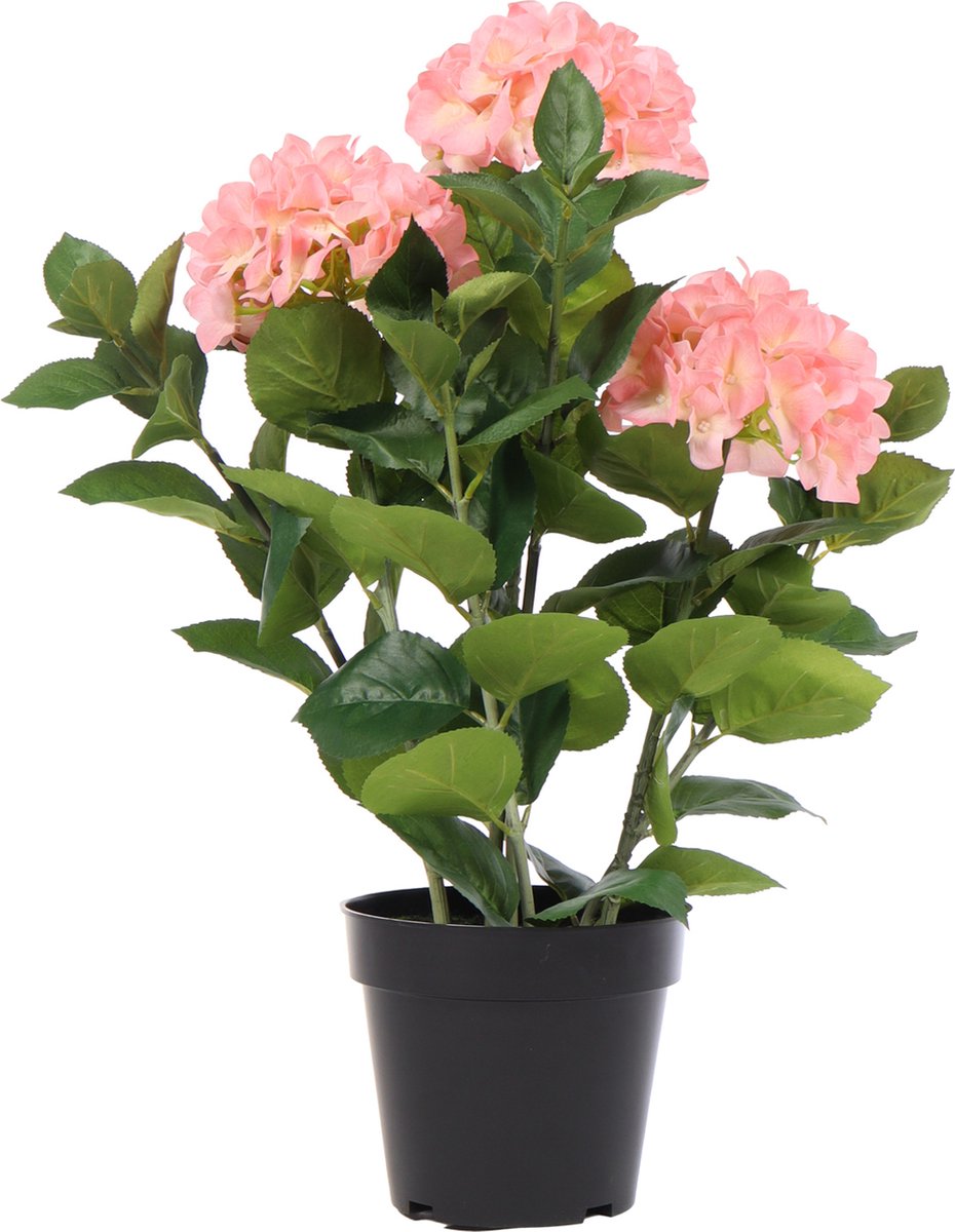 Kunstpalm Kunst Roze Hortensia | 65cm - Namaak hortensia - Kunstplanten voor binnen - Kunst hortensia Lichtroze