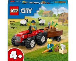 foto van LEGO City Rode tractor met aanhanger en schapen - 60461