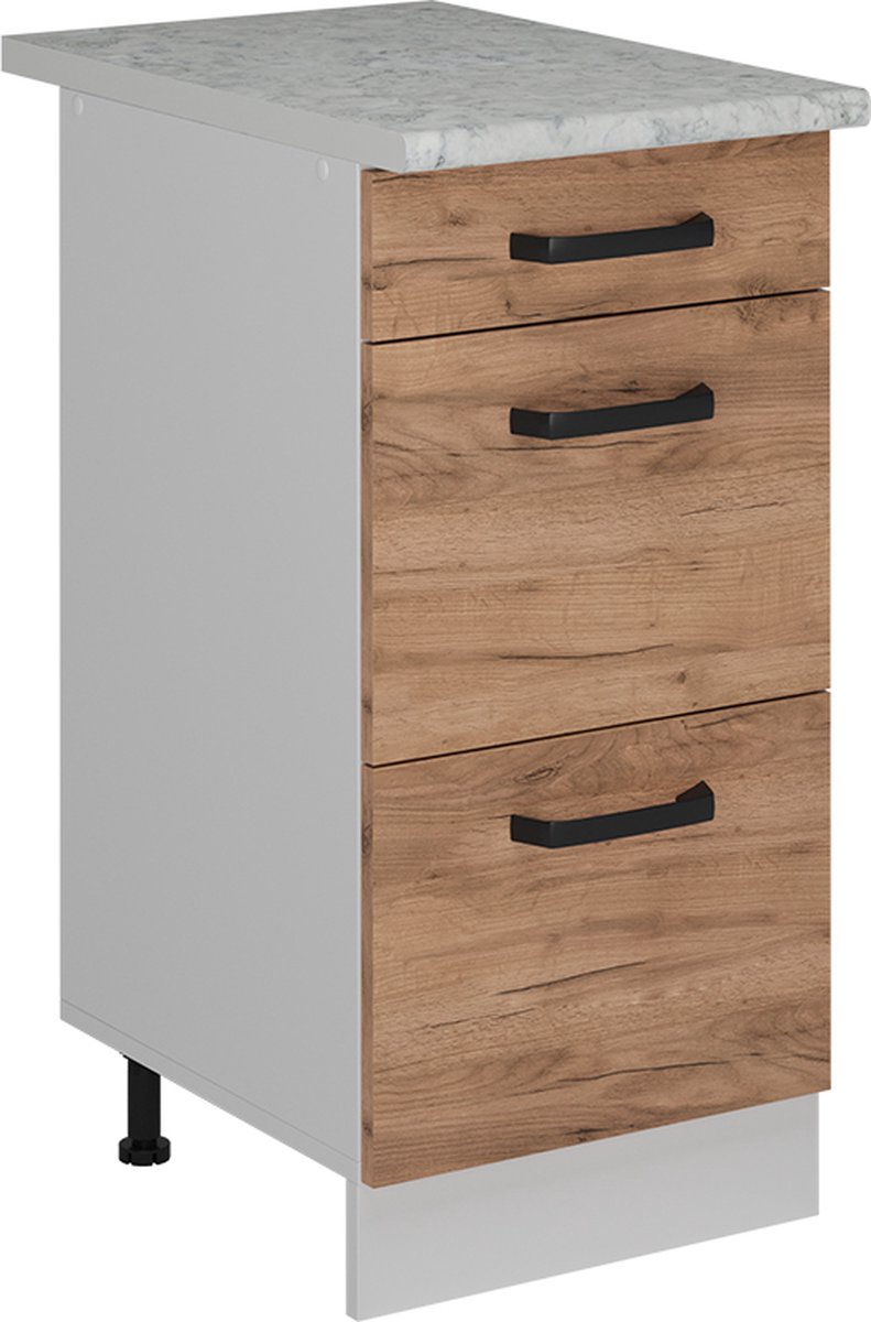 Vicco R-Line Keukenonderkast – 40 cm WB Marmer Krachtige eik goud Goudkleurig Eiken/Wit