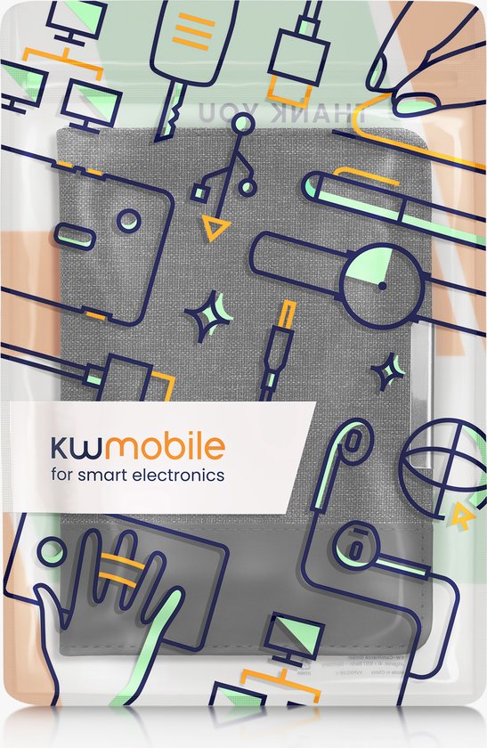 kwmobile hoes geschikt voor Pocketbook Touch Lux 3/Basic Lux/Basic Touch 2 - Canvas beschermhoes in antraciet / zwart - Voor e-reader van Merkloos — afbeelding 3