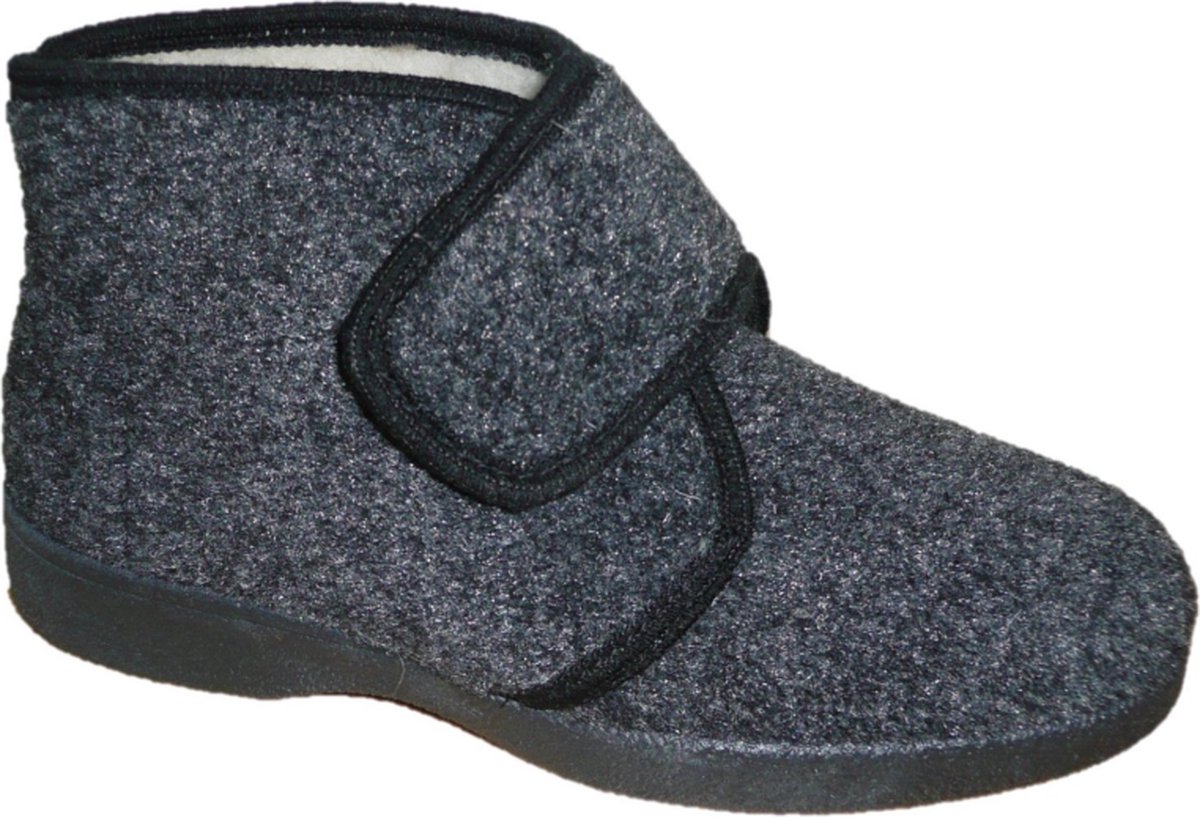 IMPORT Neles Heren Pantoffel Klittenband Scheerwol Gevoerd 205L Grijs Zwart