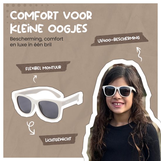 Maesy Kinder Zonnebril Yuki - 6 t/m 12 jaar - Flexibel - UV400 Bescherming - Zonnebril Kind - Beige Ecru van Maesy — afbeelding 4