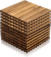 Bol.com Terrastegel 11 stuks - 1 m² Tuintegels - Acaciahout - 6 strepen per stuk - 30x30x24 cm - Balkon Terras Vlondertegel - Te... aanbieding