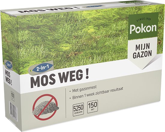 Pokon Mos Weg! - 5,25kg - Onkruidverdelger - Geschikt voor 150m² - Mosbestrijder - Anti mos gazon van Merkloos	 — afbeelding 2