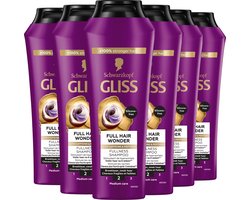 Gliss Full Hair Wonder - Haarverzorging - Shampoo - Voller Haar - Stimuleert Haargroei - Zwak en Breekbaar Haar - Voordeelverpakking - 6x 250 ml