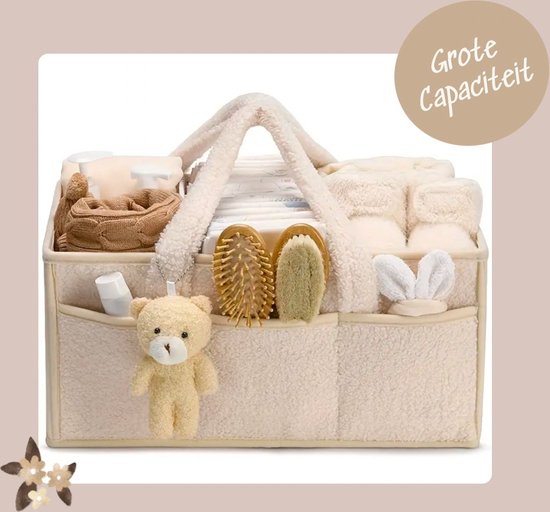 Luxe Baby Organizer - Grote Capaciteit Opbergvakken - Zachte Teddy Luiertas - Zacht & Veilig Materiaal - Opberg tas