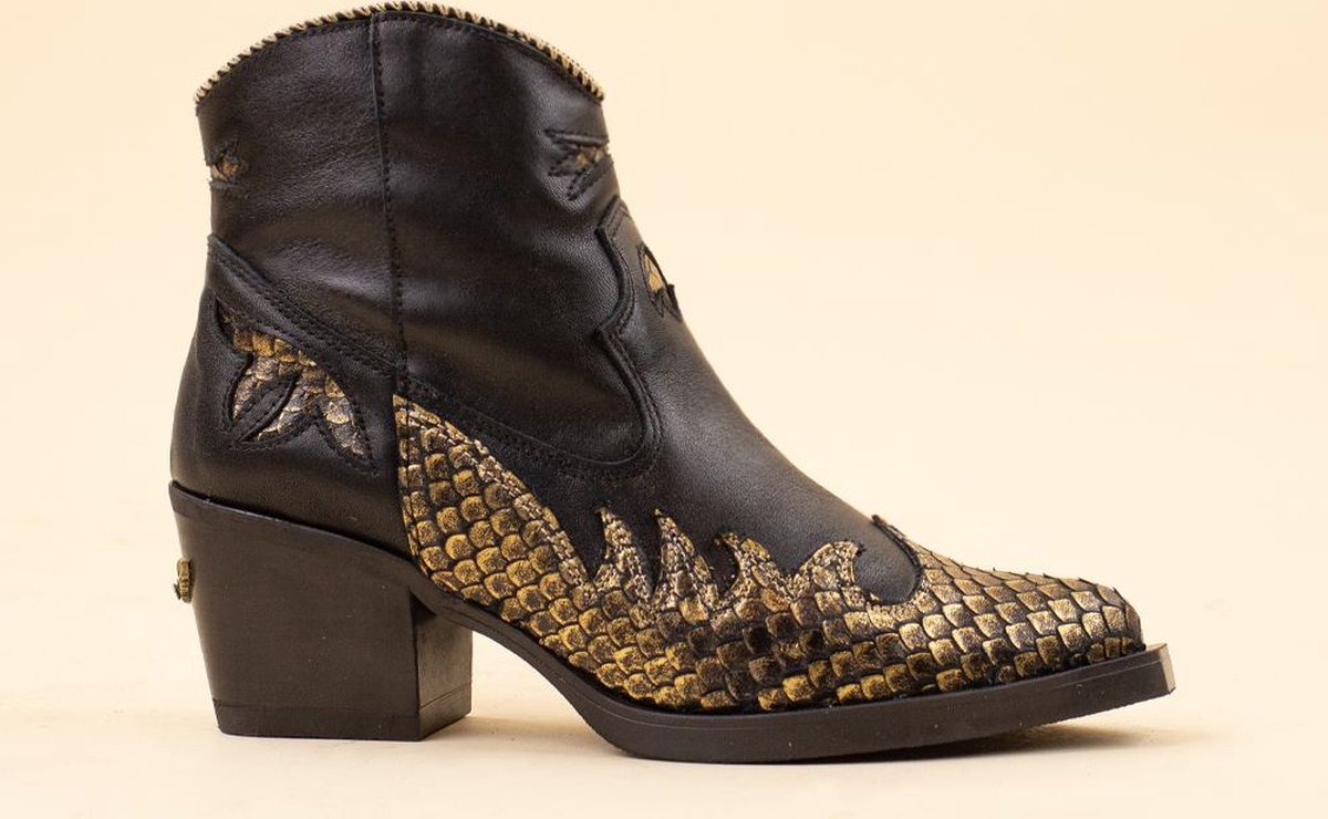Nemonic 2353 enkellaarsjes black gold snake