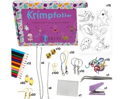 foto van Creacol Krimpfolie set 235 delig - Krimpfolie vellen – Krimpfolie sleutelhangers maken- Krimpfolie knutselpakket